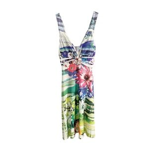 Purple Rain Floral Sundress A-Line Dress Multicolor White Small